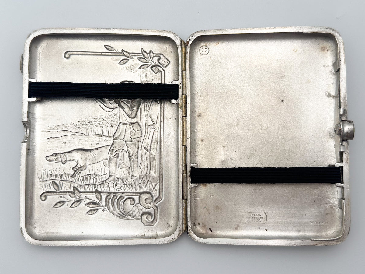 Cigarette Case Hunter and Dog Vintage Soviet | Artel Pobeda Moscow Melchior Tobacciana USSR