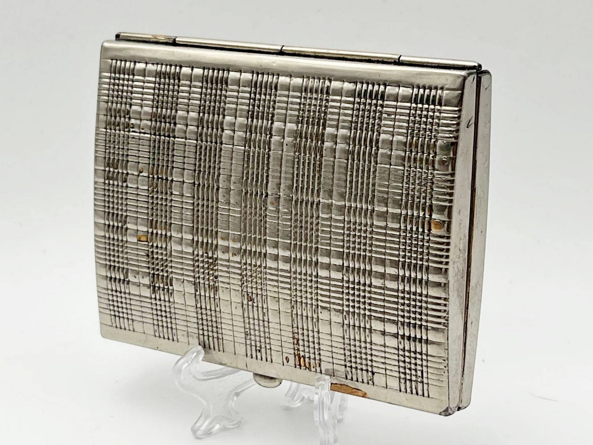 Vintage Tartan Plaid Guilloche Soviet Cigarette Case | Rare Artel Zarya Odessa USSR Metal Tobacciana