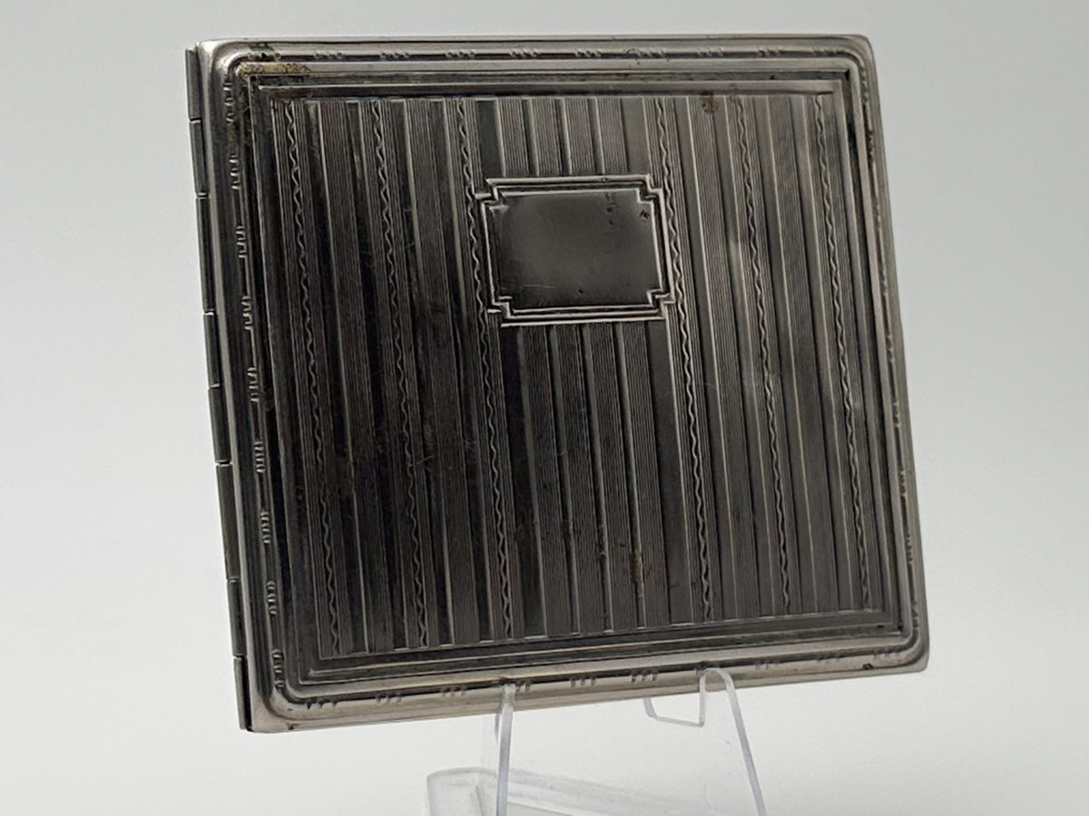 Vintage Art Deco Vertical Stripe Cigarette Case | Classic Geometric Guilloche Pocket Box Tobacciana USSR