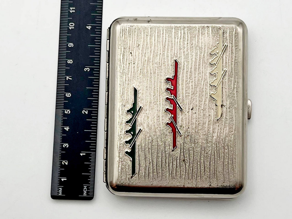 Vintage Rowing Canoeing Cigarette Case | Lenemalier Artel Enamel Pocket Box Soviet Tobacciana USSR