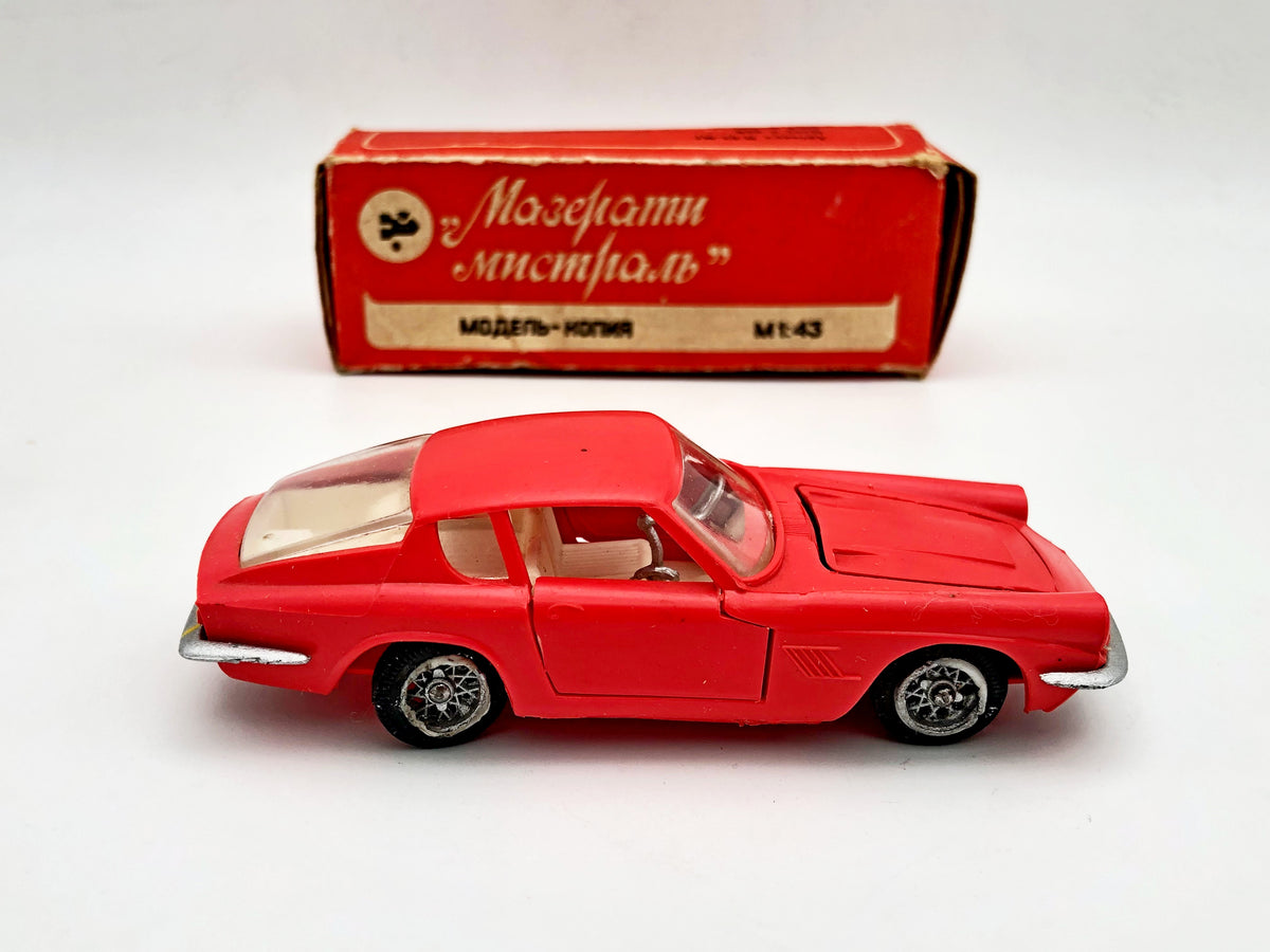 Vintage Maserati Mistral Coupe Model Car with Box | USSR 1:43 Scale Diecast Collectible Remake