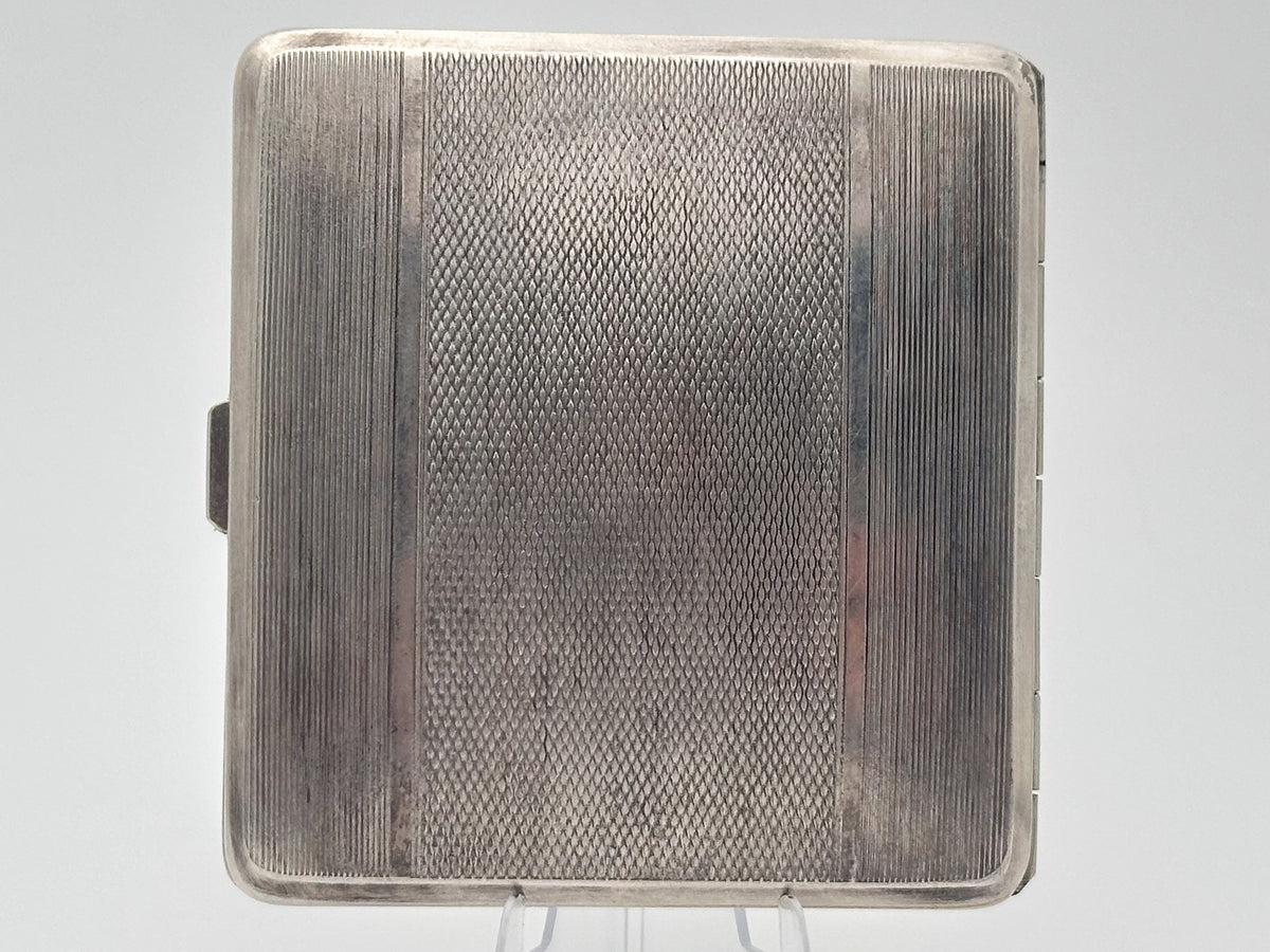 Vintage OES Pisek Geometric Guilloche Cigarette Case | Rare Czechoslovak Power Union Metal Tobacciana
