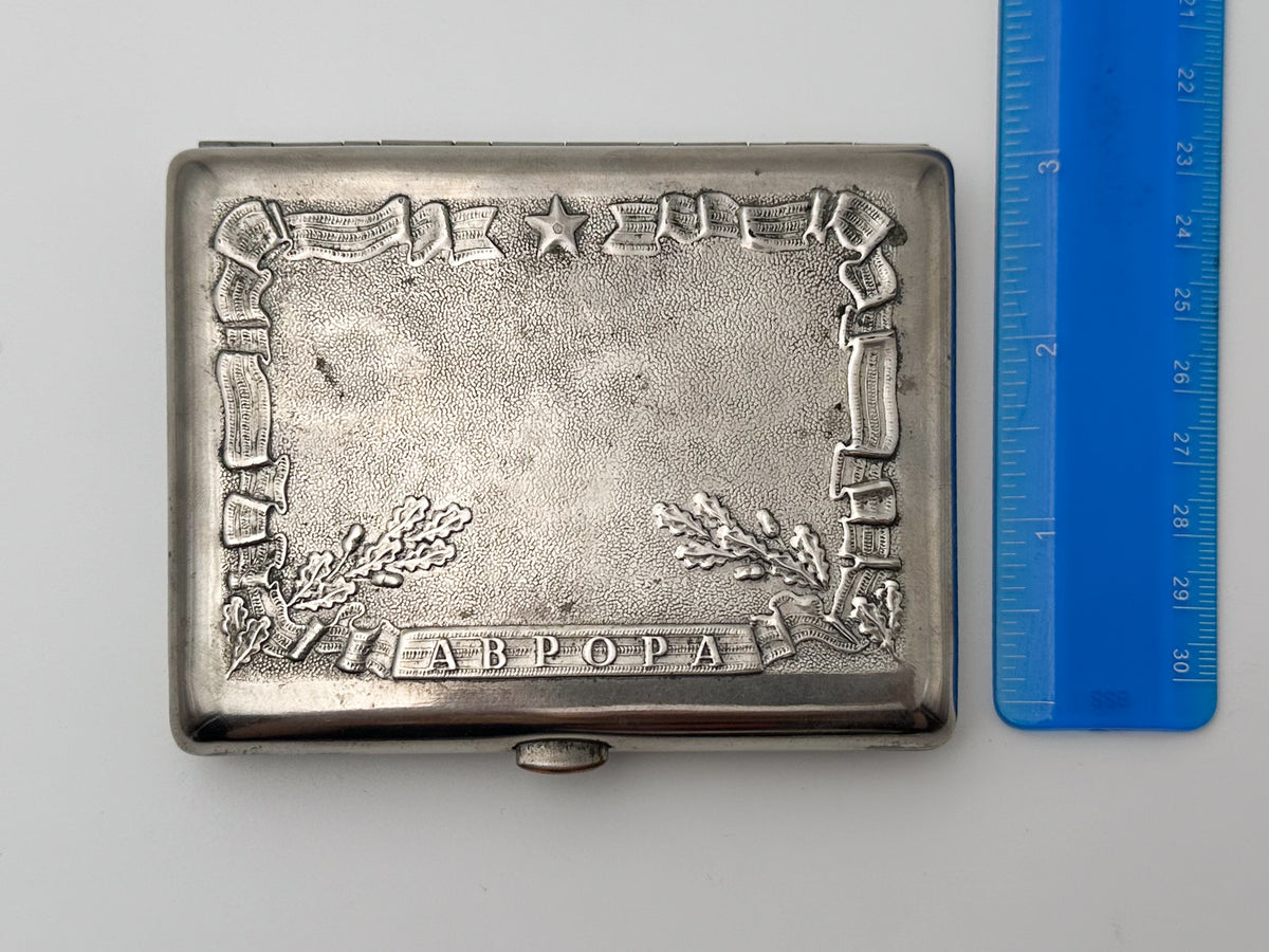Cigarette Case Cruiser Aurora Vintage Soviet | 25 October Lenemalier Tobacciana USSR