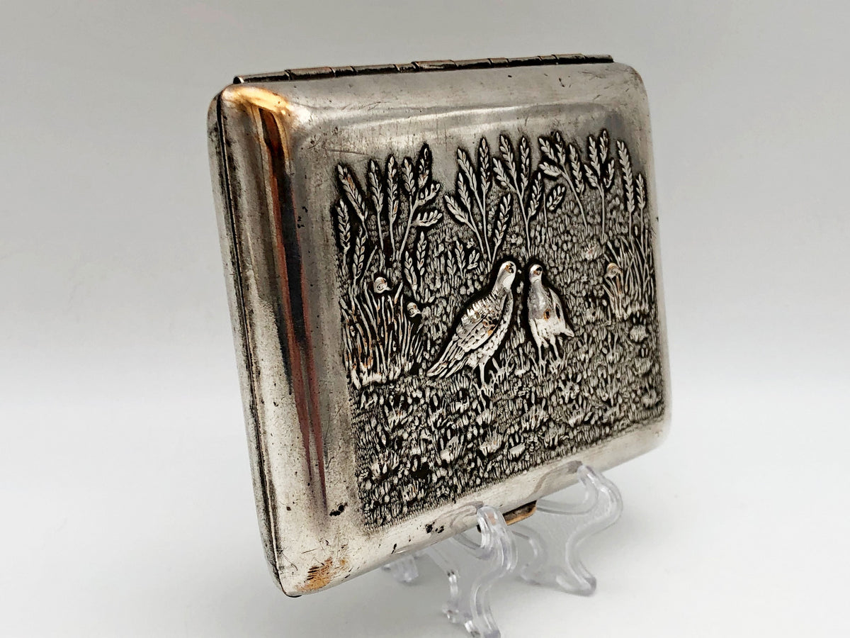 Vintage "Hunters at Rest" Soviet Cigarette Case | Rare Perov Painting USSR Embossed Metal Tobacciana Hunting Souvenir