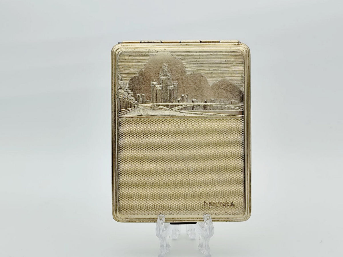 Vintage MSU Moscow State University Cigarette Case | Architecture Pocket Box Soviet Tobacciana USSR