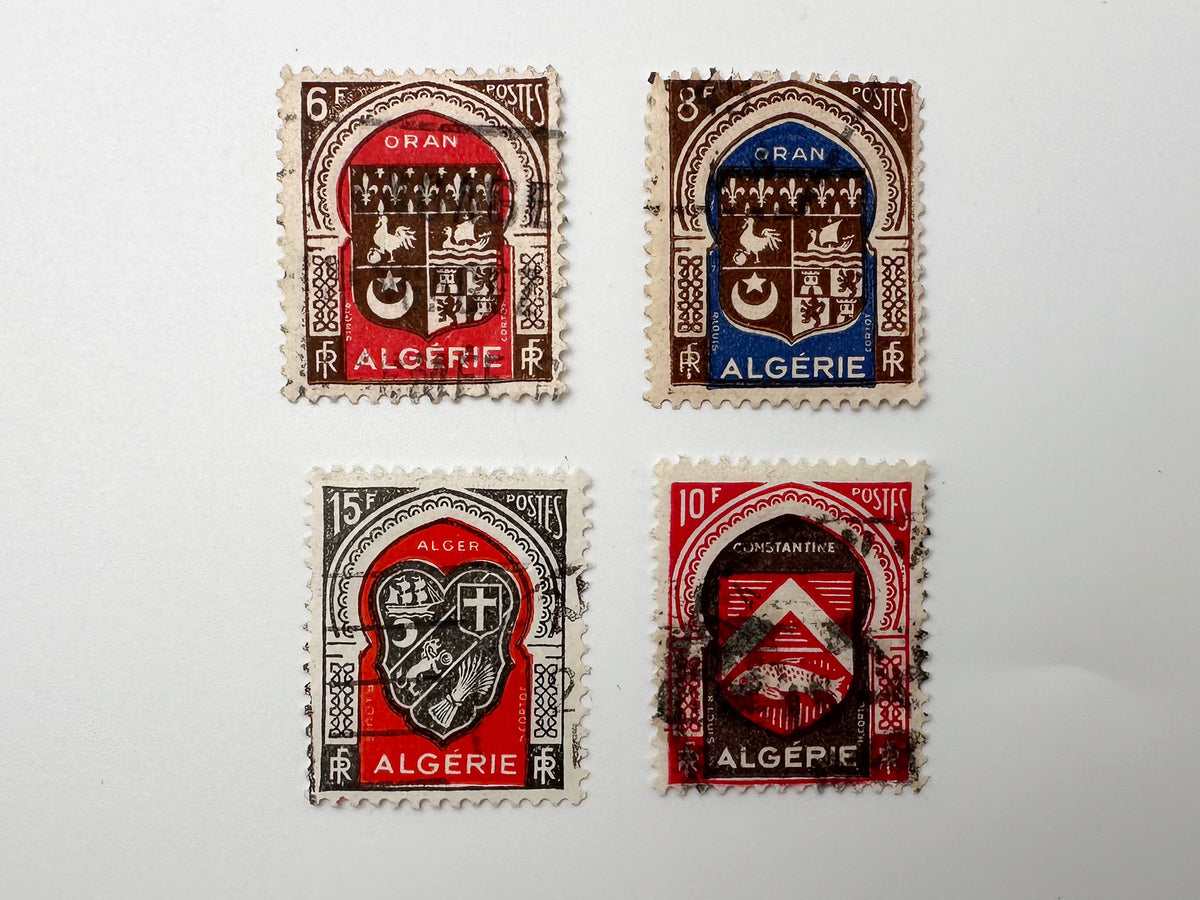 1920–1940s Algeria French Colonial Postage Stamps Collection | Vintage Alger Oran Heraldry Coats of Arms Set of 17 MH