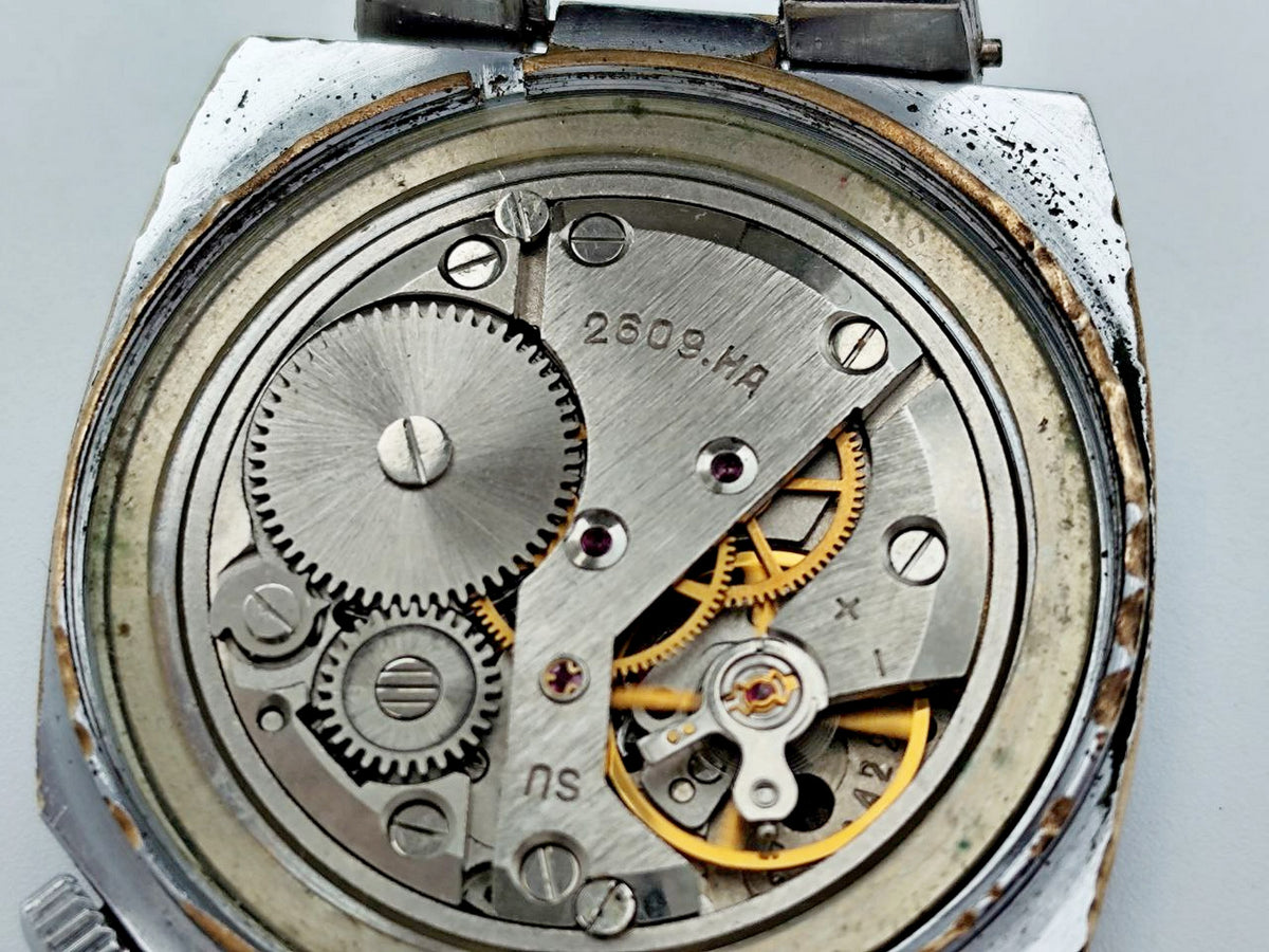 Vintage RAKETA 2609 Jerrycan Soviet Mechanical Wristwatch | USSR PChZ Shockproof Metal Bracelet Men's Watch