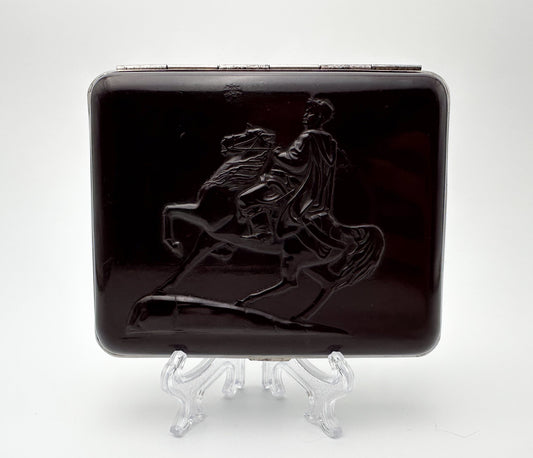 Vintage Bohdan Khmelnitsky Textolite Cigarette Case | Ukrainian Cossack Leader Pocket Box Tobacciana USSR