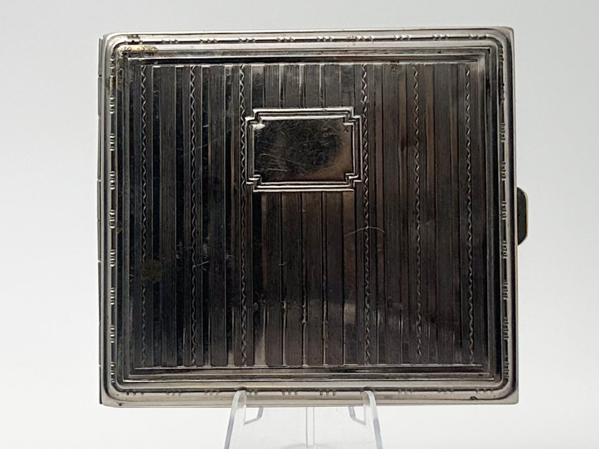Vintage Art Deco Vertical Stripe Cigarette Case | Classic Geometric Guilloche Pocket Box Tobacciana USSR