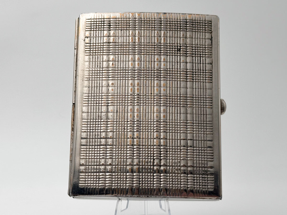 Vintage Art Deco Plaid Grid Cigarette Case | Odessa Sanitas Artel Pocket Box Soviet Tobacciana USSR