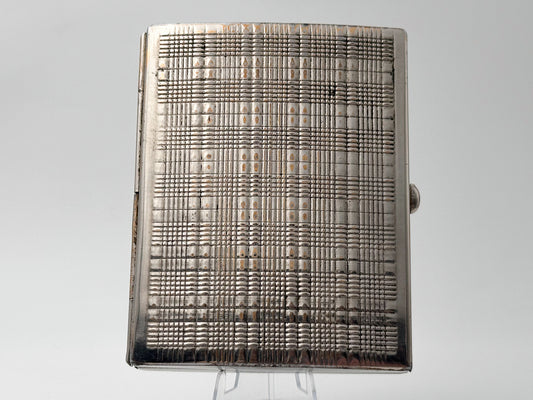 Vintage Art Deco Plaid Grid Cigarette Case | Odessa Sanitas Artel Pocket Box Soviet Tobacciana USSR