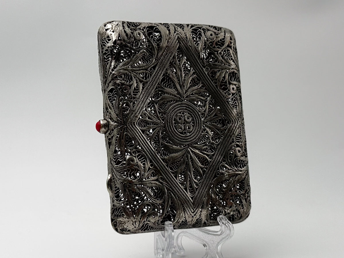 Cigarette Case Kazakovskaya Filigree Vintage | Antique Silver Plated Openwork Tobacciana USSR