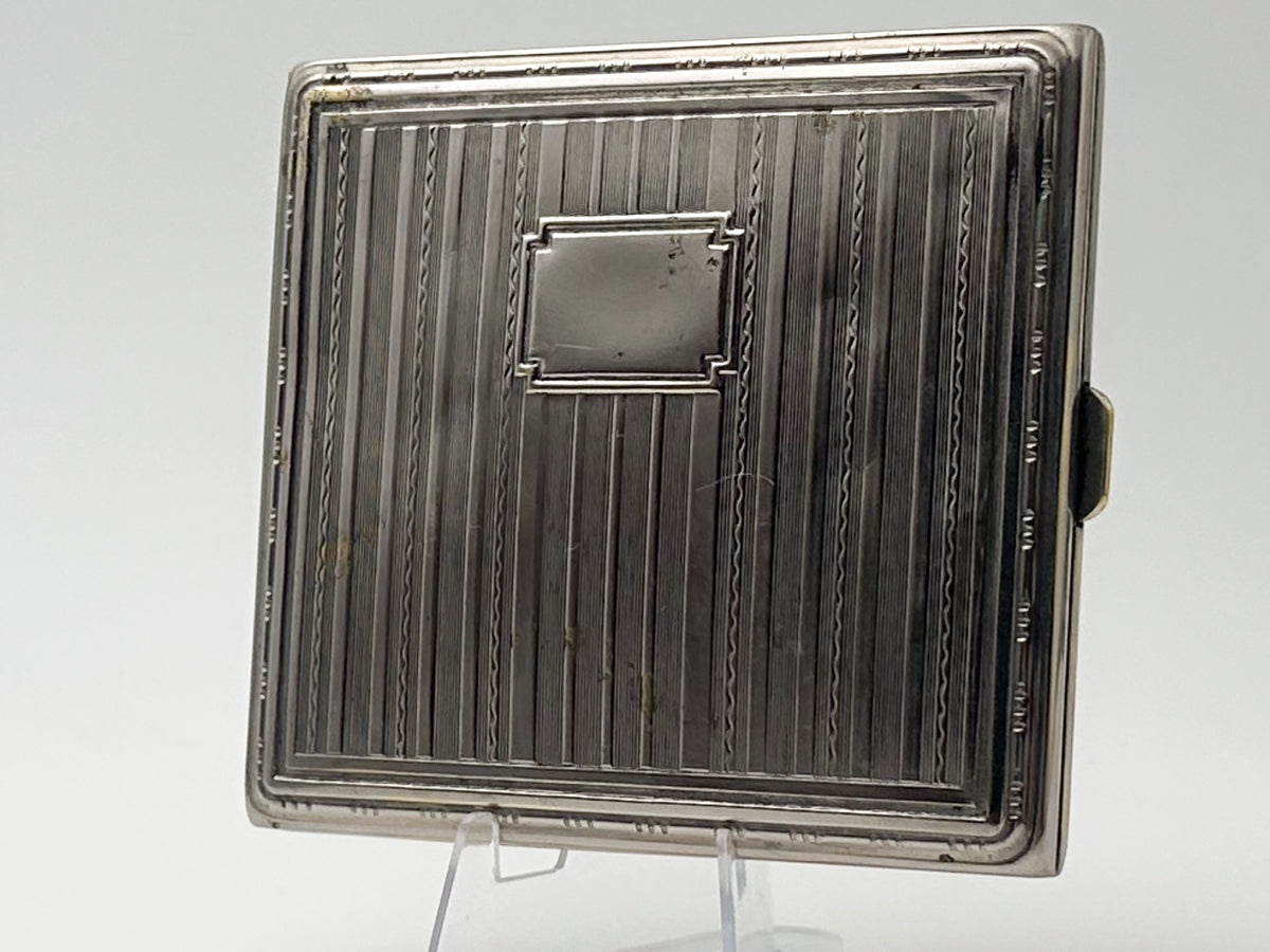 Vintage Art Deco Vertical Stripe Cigarette Case | Classic Geometric Guilloche Pocket Box Tobacciana USSR