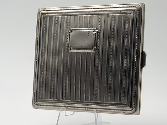 Vintage Art Deco Vertical Stripe Cigarette Case | Classic Geometric Guilloche Pocket Box Tobacciana USSR