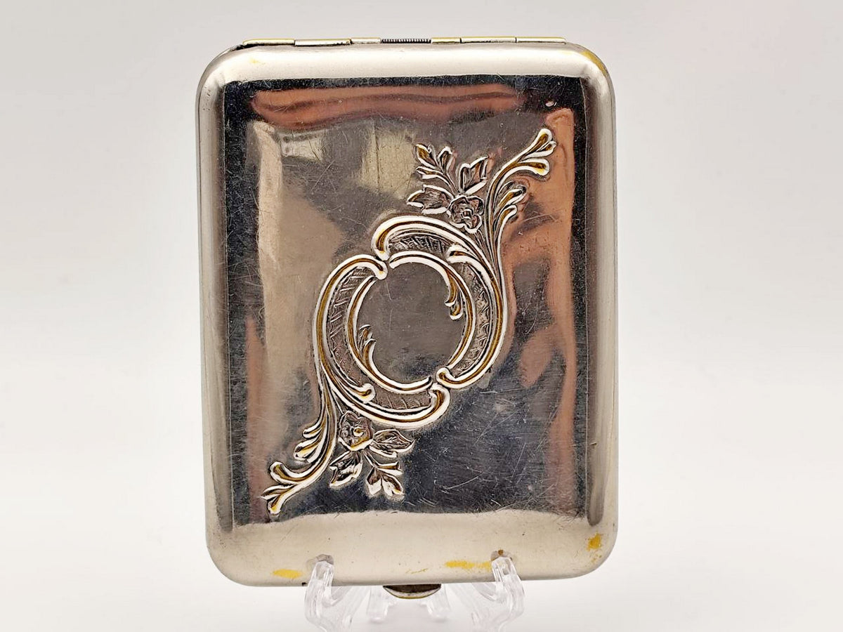 Vintage Floral Rocaille Cigarette Case | Mosshtamp Plant Pocket Box Soviet Tobacciana USSR
