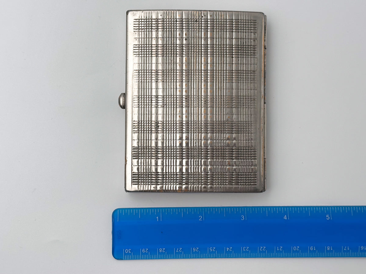 Vintage Art Deco Plaid Grid Cigarette Case | Odessa Sanitas Artel Pocket Box Soviet Tobacciana USSR
