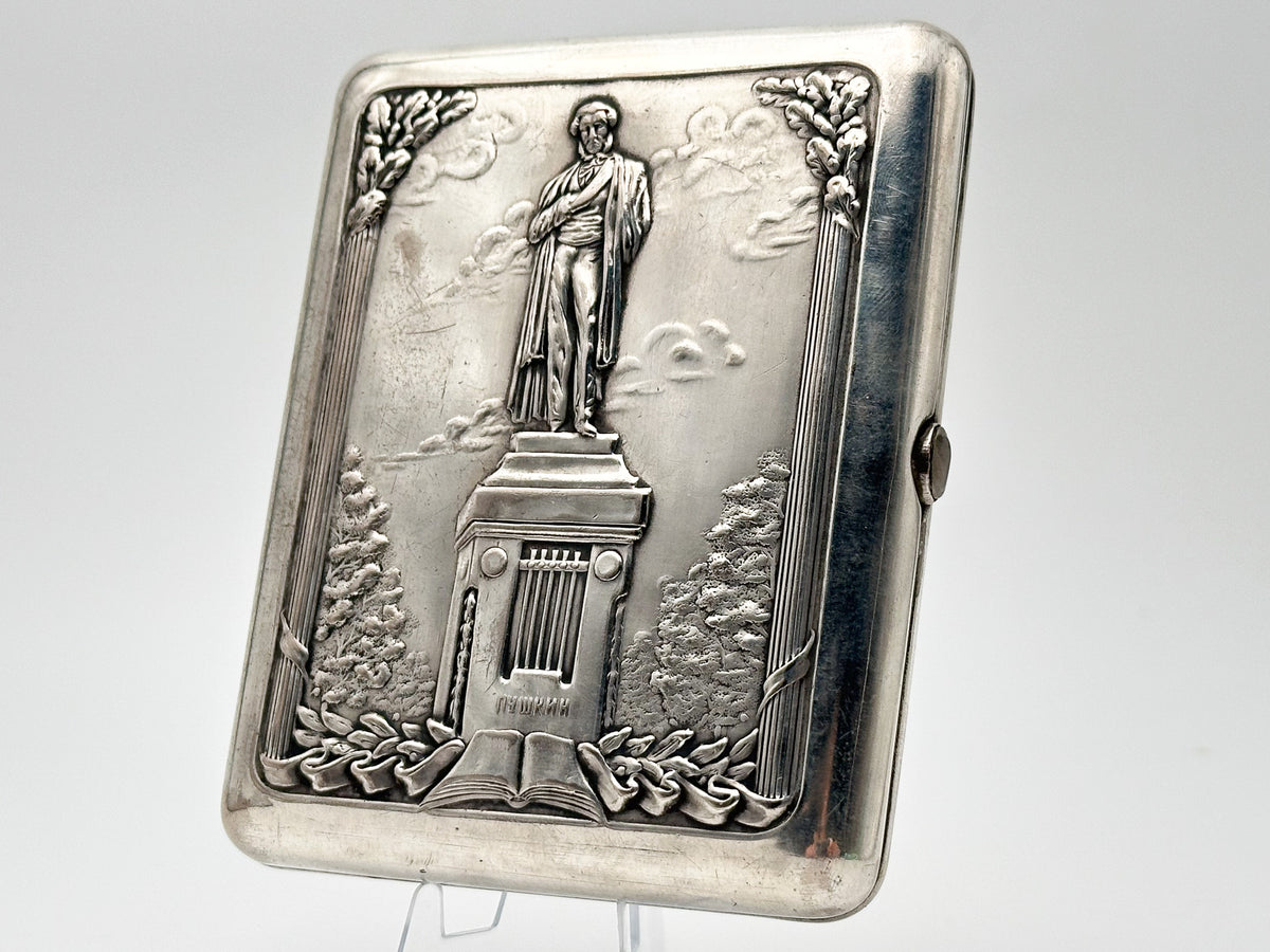 Cigarette Case Alexander Pushkin Monument Vintage Soviet | Poet Book Tobacciana USSR