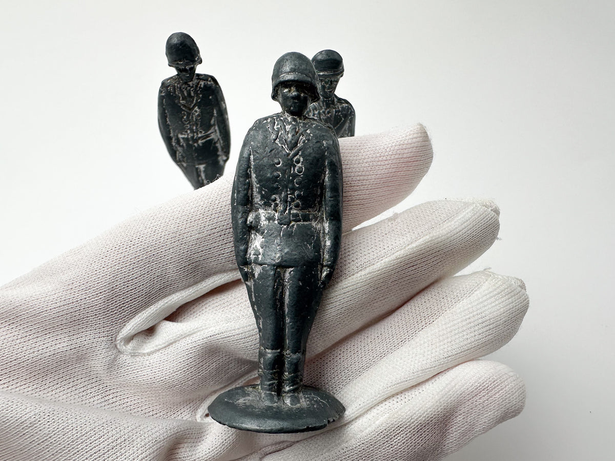 Vintage Soviet Metal Toy Soldiers "Stolbiki" Trio | USSR Zamak Cast Figures BAZ