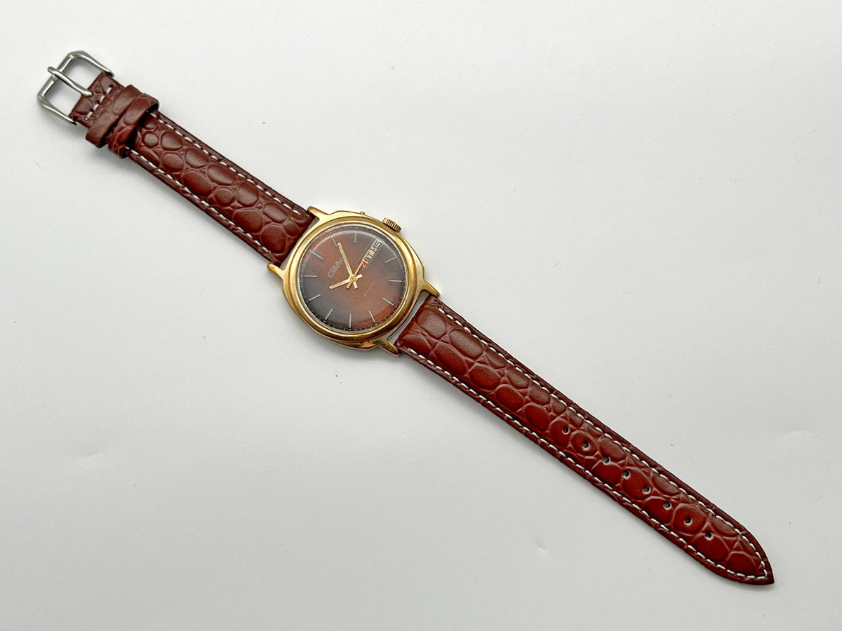Vintage SLAVA 2428 AU 5 Soviet Mechanical Watch | Gilding  Wristwatch USSR Watch