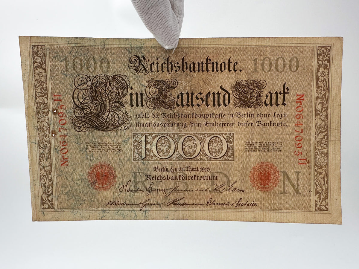 Imperial German Reichsbanknote Collection | Vintage Pre-WWI & WWI Banknotes Set of 4 (20, 100, 1000 Mark)