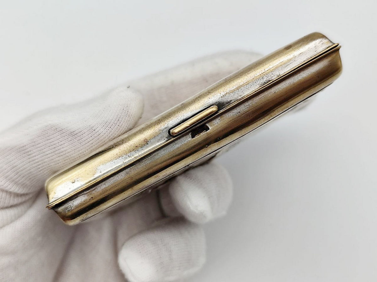 Cigarette Case Bogatyr Ilya Muromets Vintage Soviet | Personalized Initials Brass Tobacciana USSR