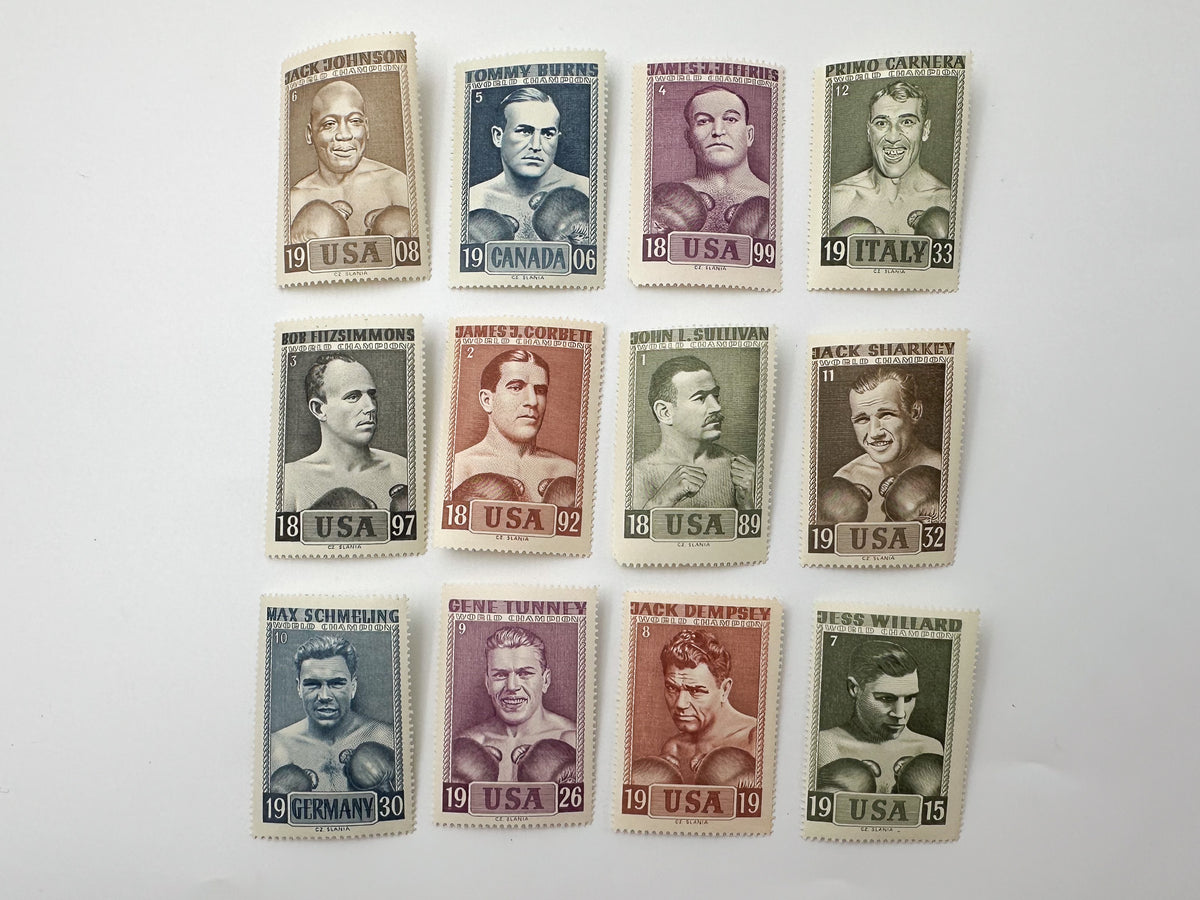 intage World Heavyweight Boxing Champions Cinderella Stamps | Muhammad Ali Joe Louis Joe Frazier Rocky Marciano Set of 23 MH