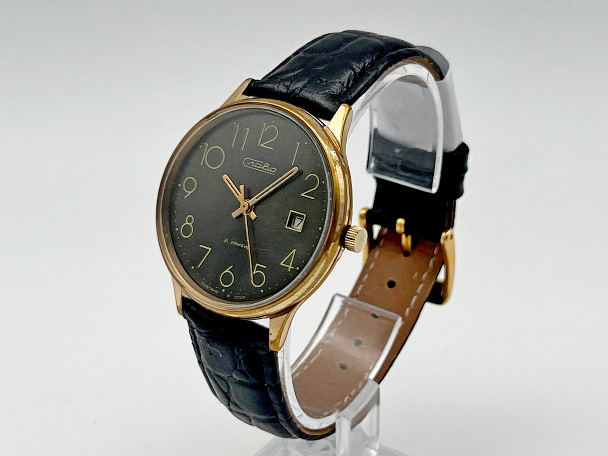 Vintage SLAVA 2414 AU Soviet Mechanical Watch | Gilding  Wristwatch USSR Watch