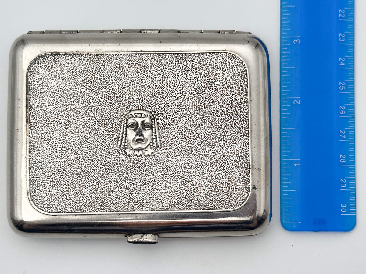 Vintage "Bolshoi Theatre" Soviet Cigarette Case | Rare Lenemalier Artel LE USSR Theater Mask Metal Tobacciana