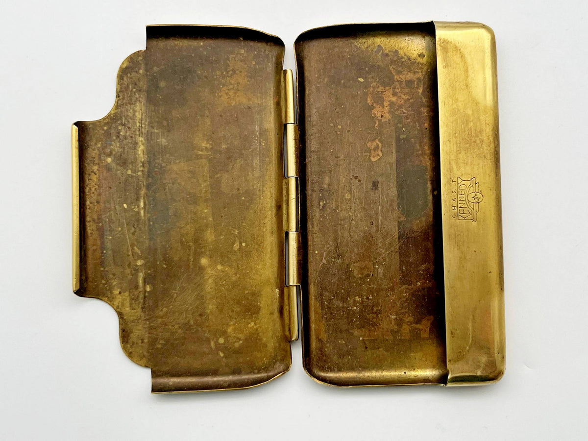 Cigarette Case Business Card Holder Vintage Brass | Chas T Kennedy Mid Century Tobacciana USA