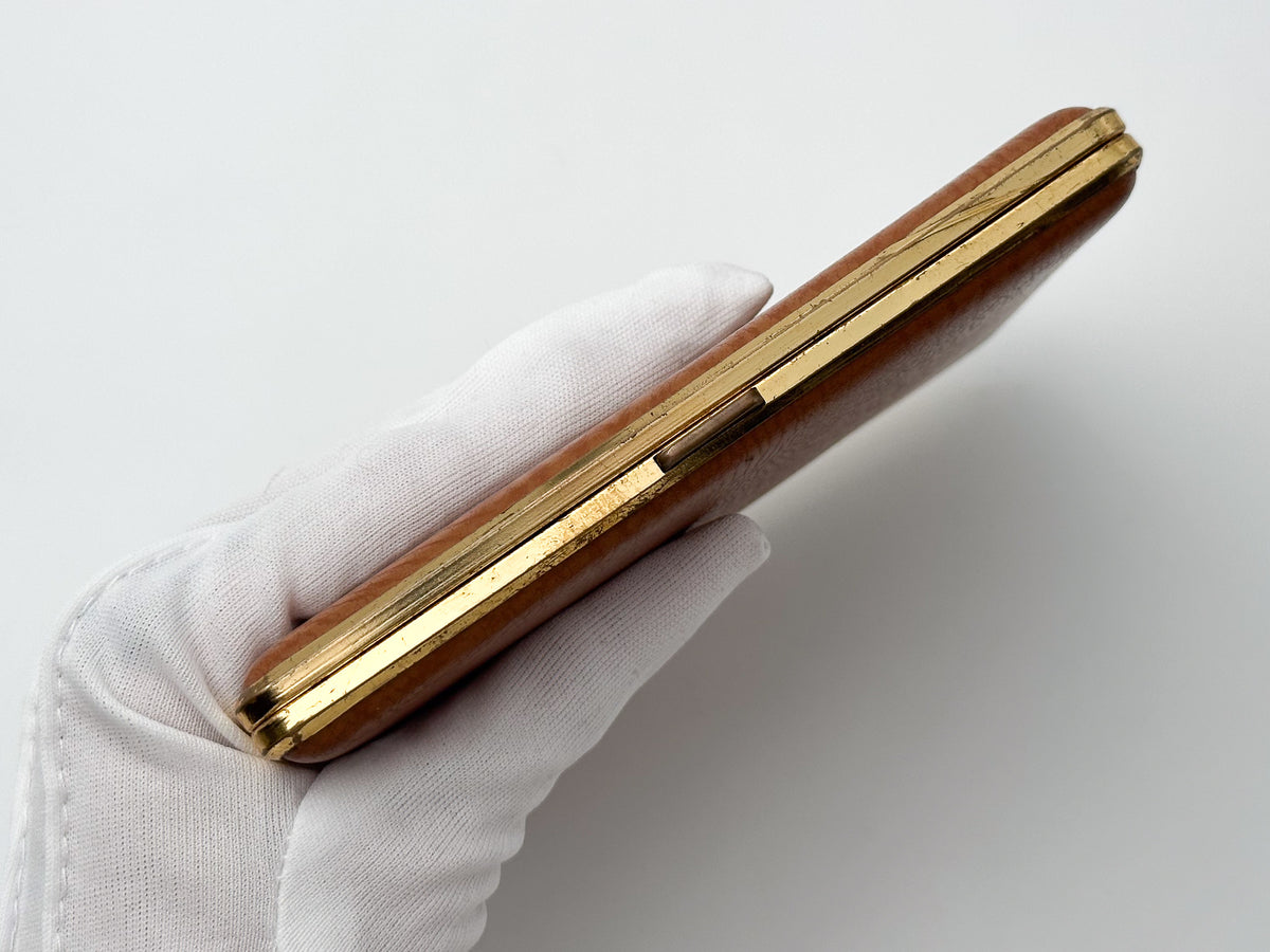 Vintage Large Brown Leatherette Brass Cigarette Case | Retro Pocket Box Western European Tobacciana