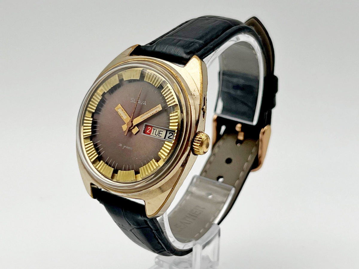 Vintage SLAVA 2428 AU Soviet Mechanical Watch | Gilding  Wristwatch USSR Watch