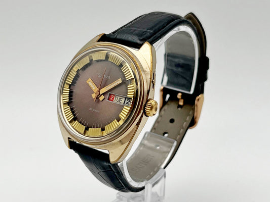 Vintage SLAVA 2428 AU Soviet Mechanical Watch | Gilding  Wristwatch USSR Watch