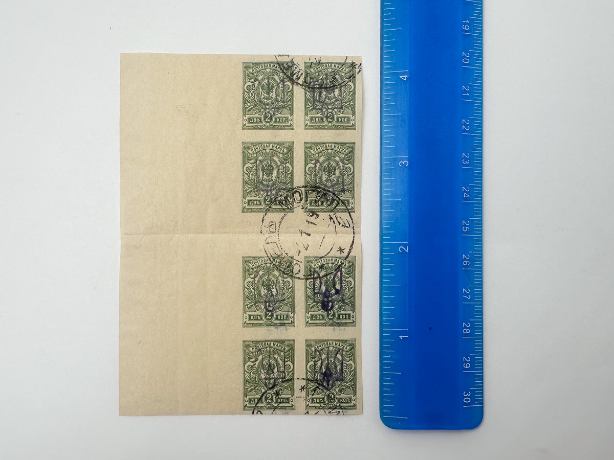 1918–1920 Ukrainian People's Republic Postage Stamps Collection | Vintage Trident Overprint Blocks & Pairs Set of 31 MH Cancelled