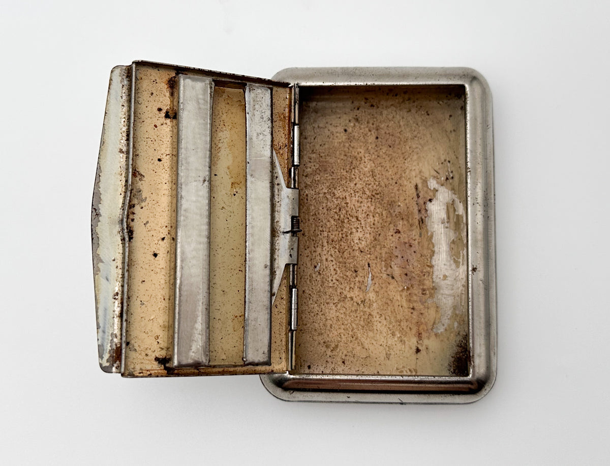 Vintage Floral Engraved Snuffbox | Antique Silver Tone Metal Pocket Snuff Box Tobacciana