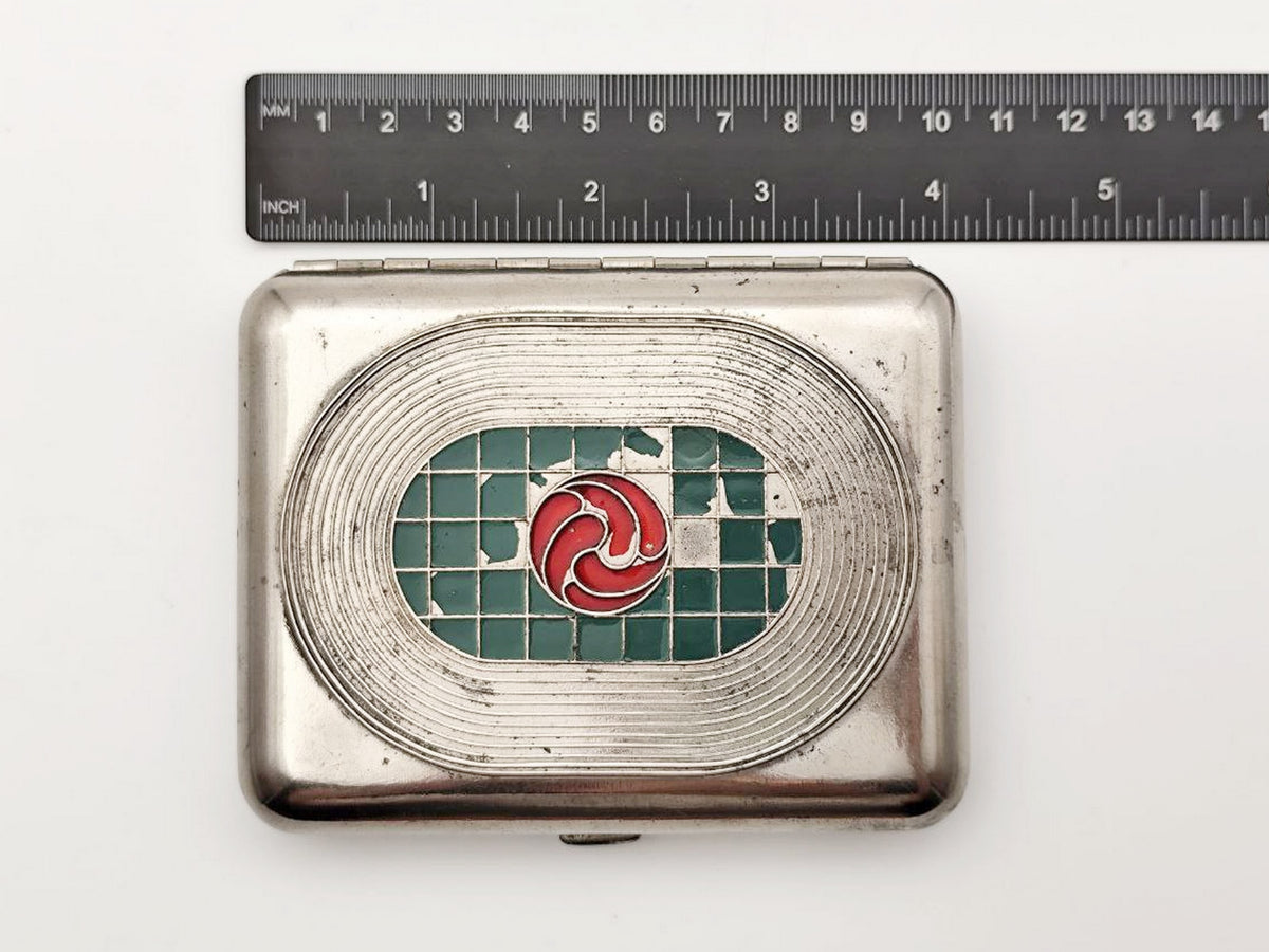 Vintage Football Stadium Cigarette Case | Lenemalier Pocket Box Soviet Tobacciana USSR