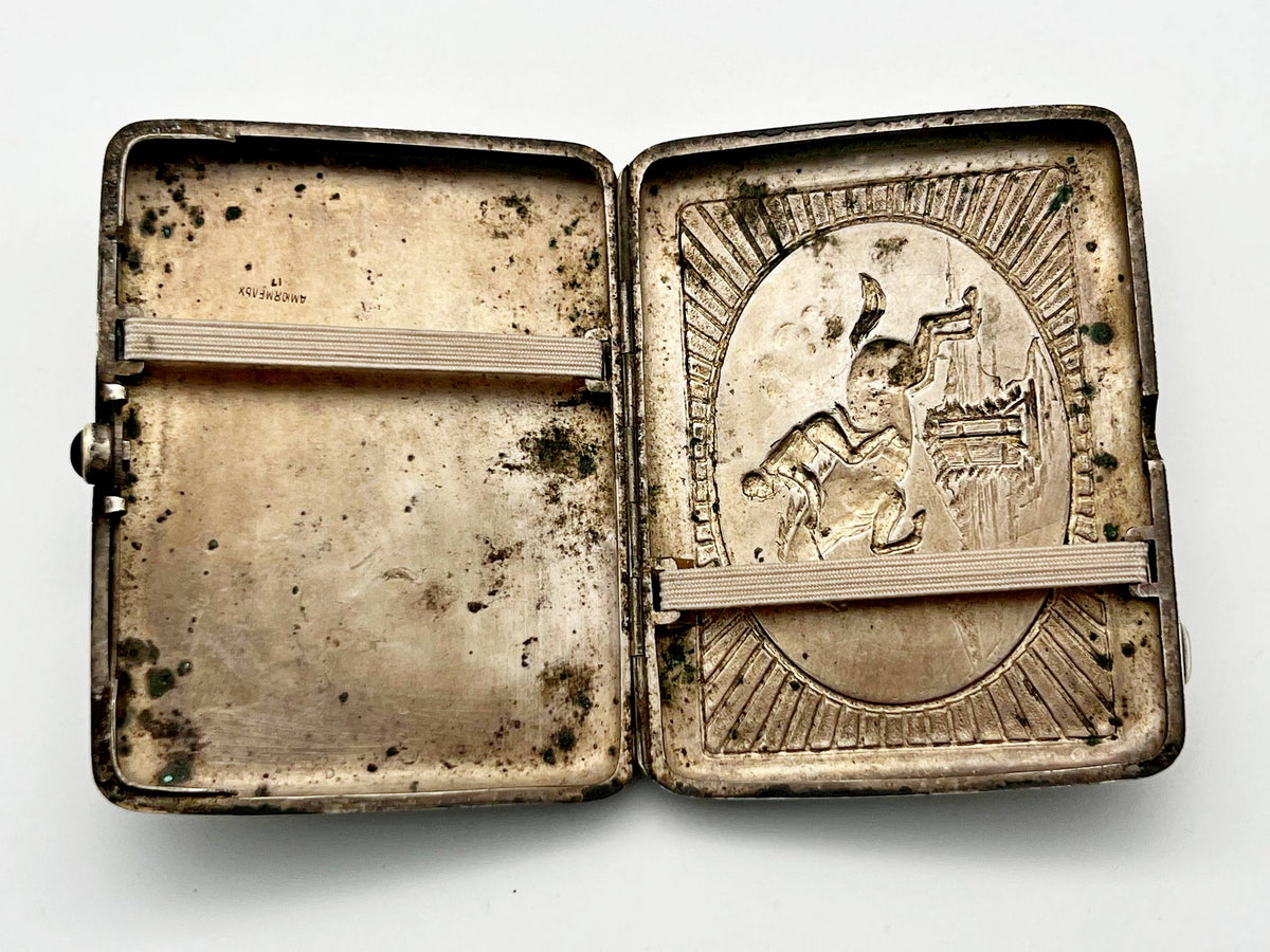 Cigarette Case Jockey on Horse Vintage Soviet | Equestrian 1958 Artel Moscow Jeweler Tobacciana USSR
