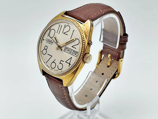Vintage SLAVA 2428 AU 1 Soviet Mechanical Watch | Gilding  Wristwatch USSR Watch