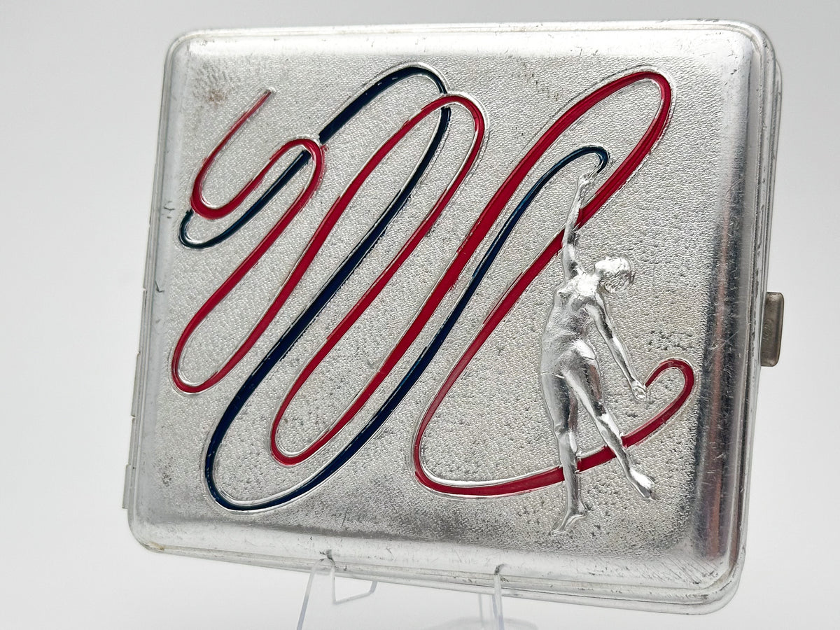 Vintage "Rhythmic Gymnast" Soviet Cigarette Case | Rare Lenemalier Artel USSR Sports Enamel Metal Tobacciana