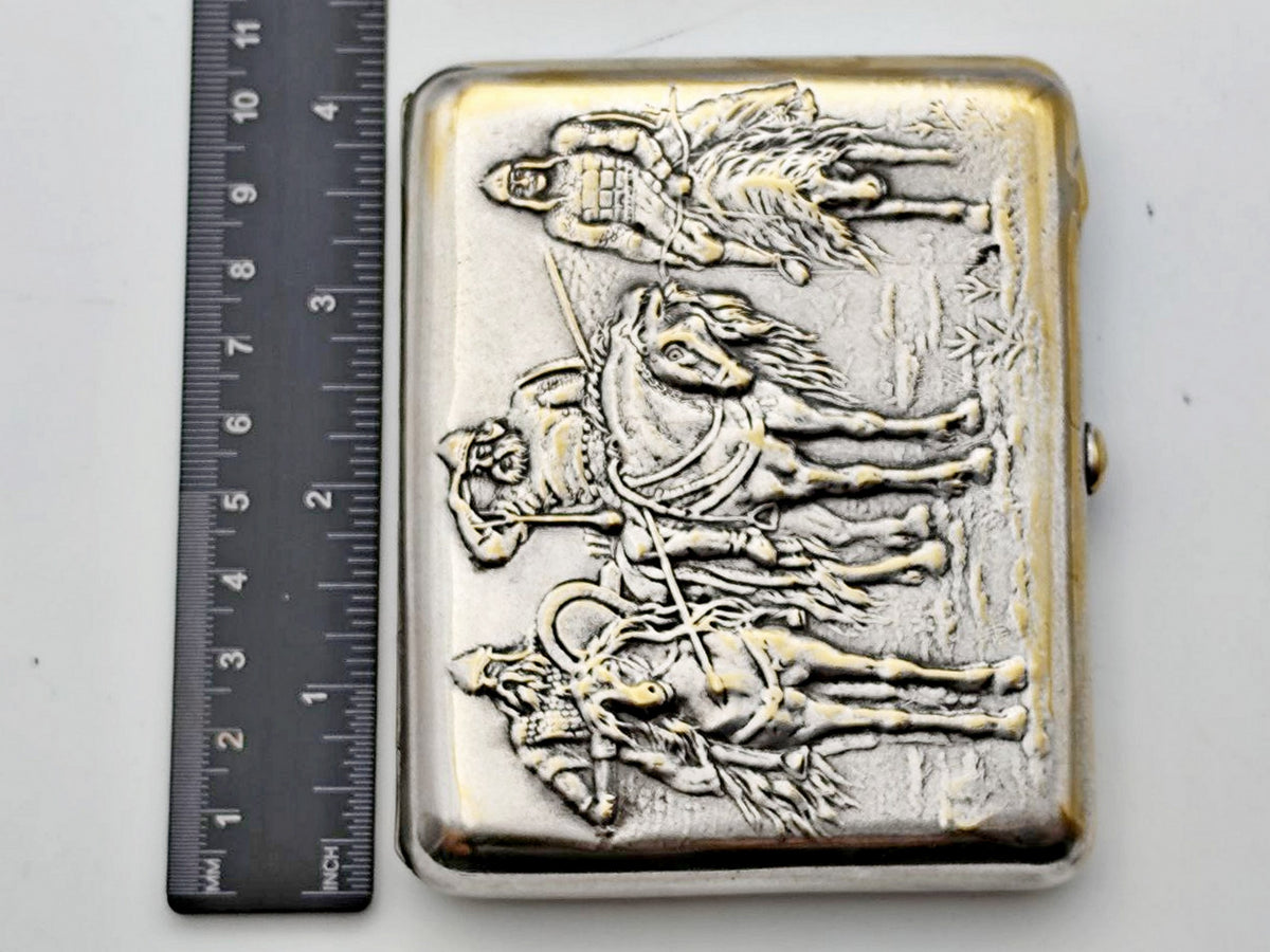 Cigarette Case Three Bogatyrs Vintage Soviet | Kyiv Artel 30 Years of October Tobacciana USSR