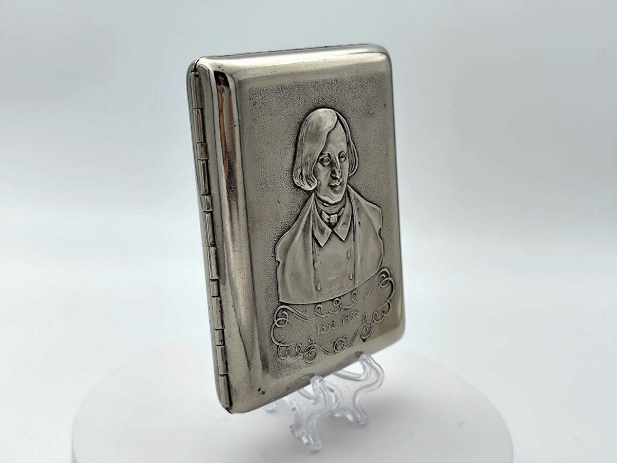 Vintage Nikolai Gogol Cigarette Case | 100th Anniversary Centenary Relief Pocket Box Soviet Tobacciana USSR