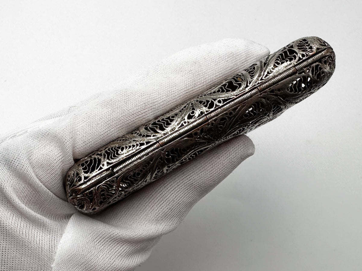Cigarette Case Kazakovskaya Filigree Vintage | Antique Silver Plated Openwork Tobacciana USSR
