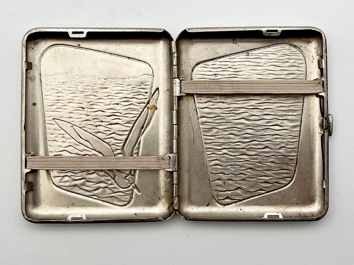 Vintage Seagull Flying Over Sea Cigarette Case | Lenemalier Pocket Box Soviet Tobacciana USSR
