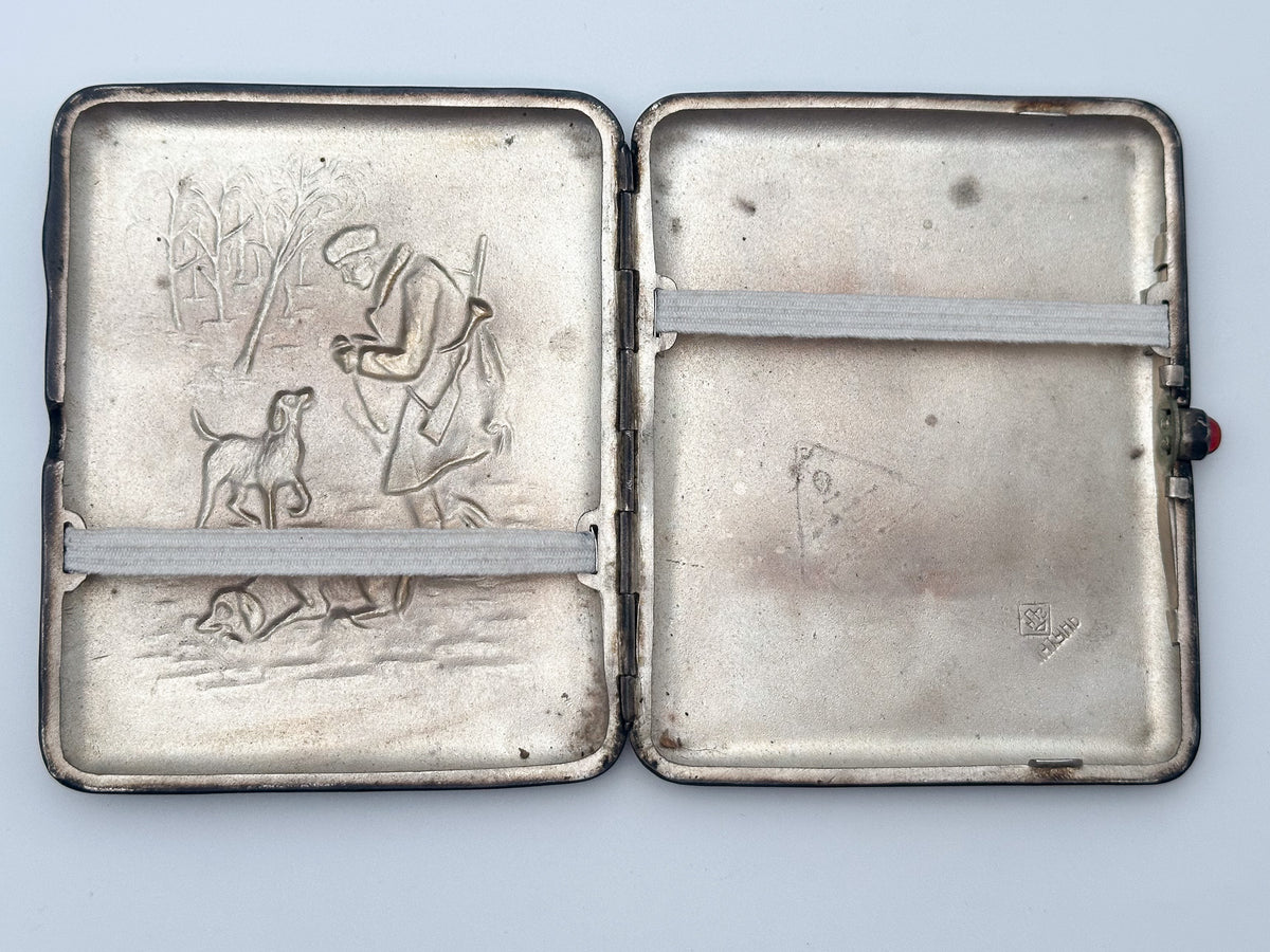 Cigarette Case Hunter with Two Dogs Vintage Soviet | Novosibirsk Plant NPZ Tobacciana USSR