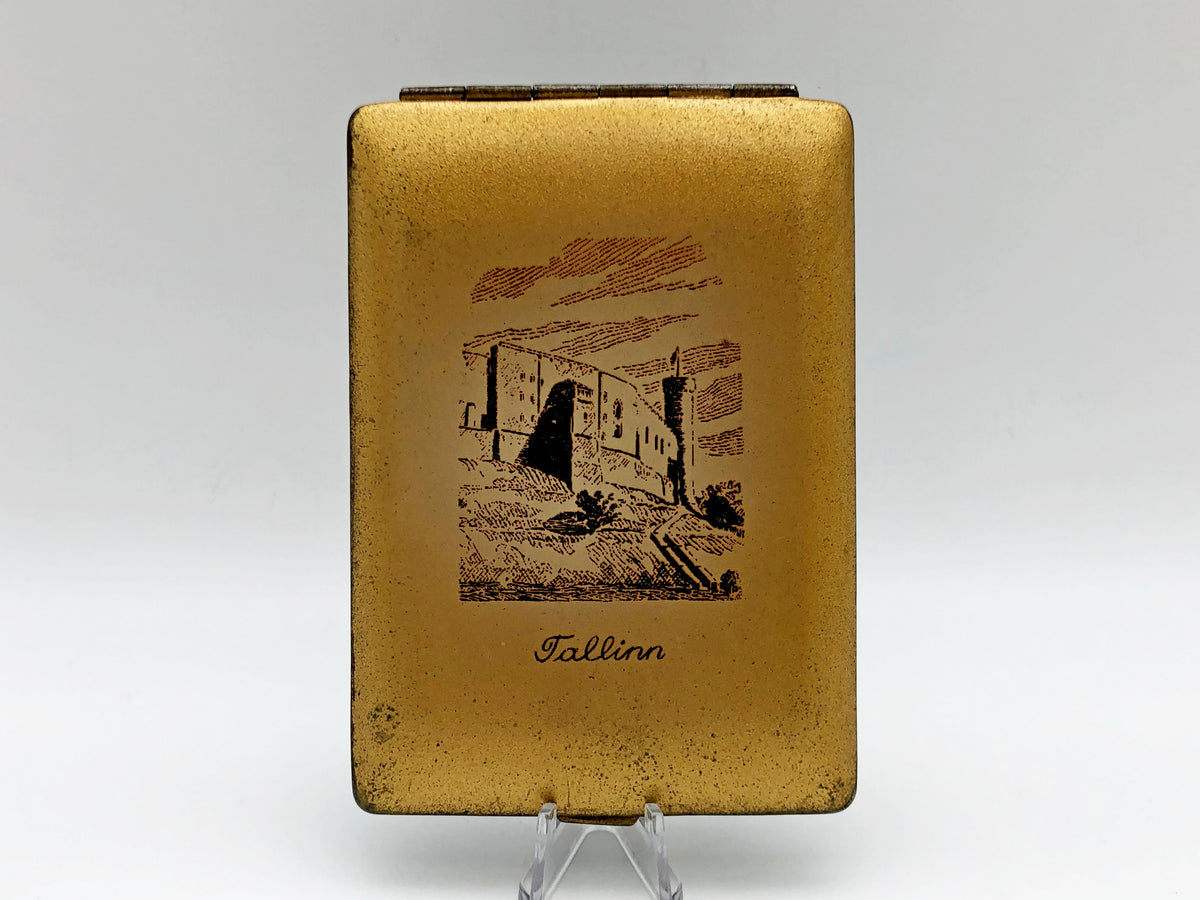 Vintage Tallinn City Views Cigarette Case | Estonian SSR Gold Tone Pocket Box Soviet Tobacciana USSR