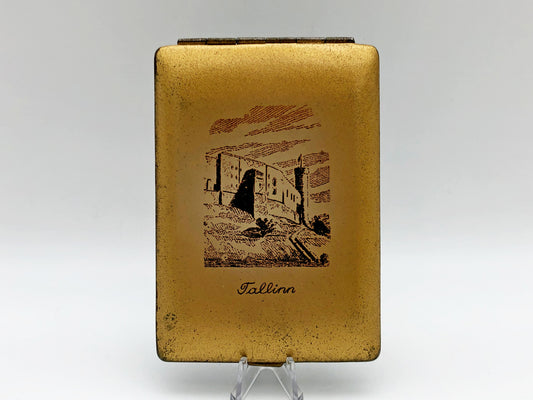 Vintage Tallinn City Views Cigarette Case | Estonian SSR Gold Tone Pocket Box Soviet Tobacciana USSR