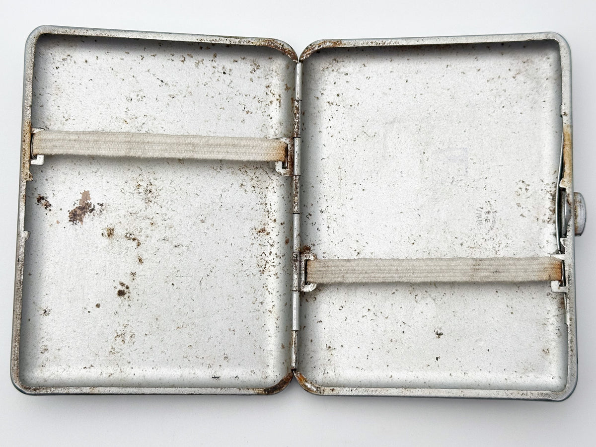 Vintage Geometric Guilloche Soviet Cigarette Case | Rare Metallodetal Plant M.M.P. USSR Silver Tone Diagonal Metal Tobacciana