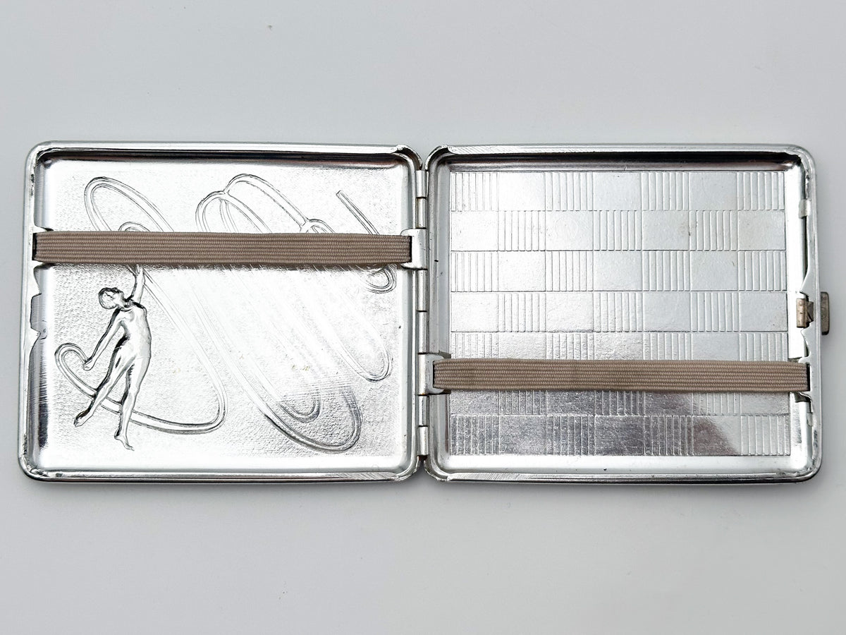 Vintage "Rhythmic Gymnast" Soviet Cigarette Case | Rare Lenemalier Artel USSR Sports Enamel Metal Tobacciana