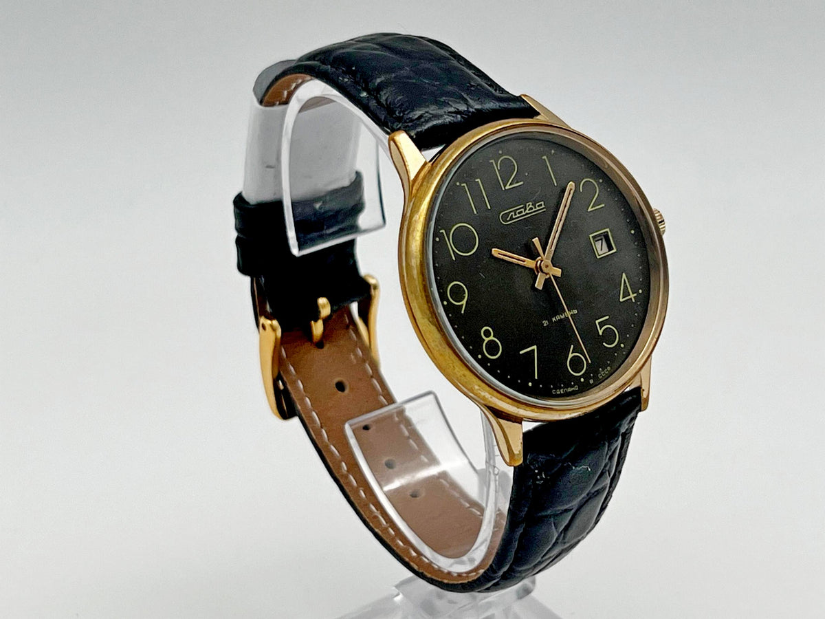 Vintage SLAVA 2414 AU Soviet Mechanical Watch | Gilding  Wristwatch USSR Watch