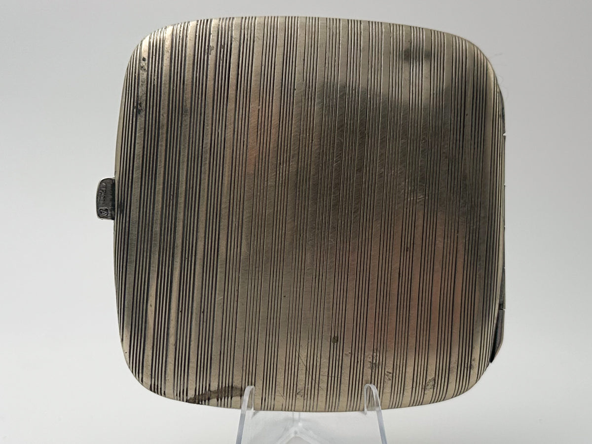 Ladies Cigarette Case Alpacca Vintage | Art Deco Ribbed Pattern Tobacciana