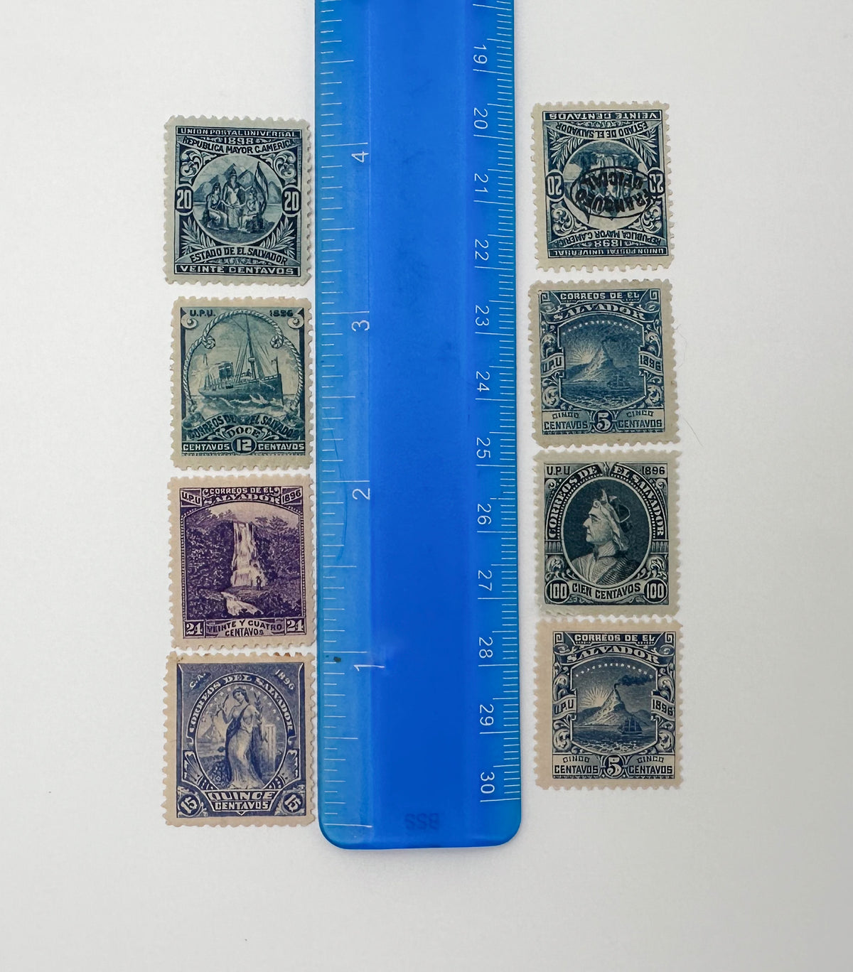 1890–1899 El Salvador Postage Stamps Collection | Vintage Antique Central America Official Overprints Set of 30 MH